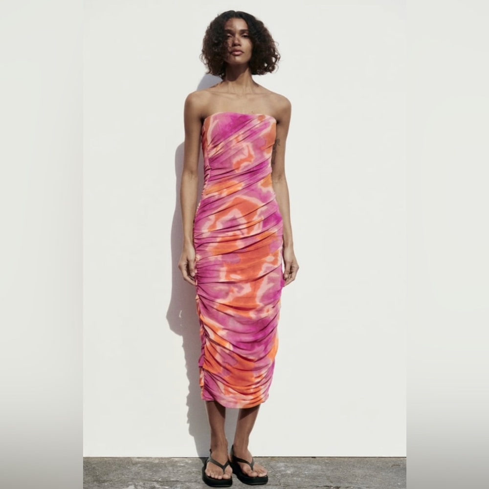 Zara Print Dress with Tulle